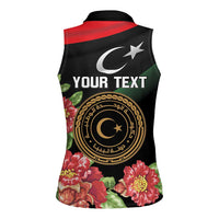 Personalized Libya Revolution Day Women Sleeveless Polo Shirt Libyan Map With Pomegranate Blossom - Wonder Print Shop