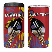 Personalized Eswatini Umhlanga 4 in 1 Can Cooler Tumbler Nguni Shield With Reed - Wonder Print Shop