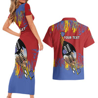 Personalized Eswatini Umhlanga Couples Matching Short Sleeve Bodycon Dress and Hawaiian Shirt Nguni Shield With Reed - Wonder Print Shop