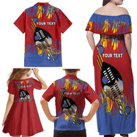 Personalized Eswatini Umhlanga Family Matching Off Shoulder Maxi Dress and Hawaiian Shirt Nguni Shield With Reed - Wonder Print Shop