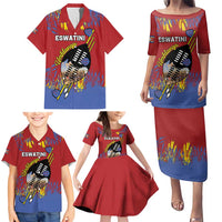 Personalized Eswatini Umhlanga Family Matching Puletasi and Hawaiian Shirt Nguni Shield With Reed - Wonder Print Shop