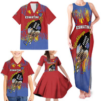 Personalized Eswatini Umhlanga Family Matching Tank Maxi Dress and Hawaiian Shirt Nguni Shield With Reed - Wonder Print Shop
