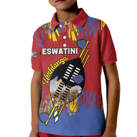 Personalized Eswatini Umhlanga Kid Polo Shirt Nguni Shield With Reed - Wonder Print Shop