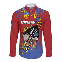 Personalized Eswatini Umhlanga Long Sleeve Button Shirt Nguni Shield With Reed - Wonder Print Shop