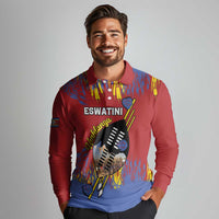 Personalized Eswatini Umhlanga Long Sleeve Polo Shirt Nguni Shield With Reed - Wonder Print Shop
