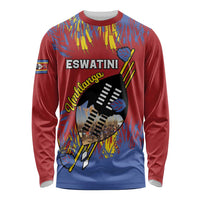 Personalized Eswatini Umhlanga Long Sleeve Shirt Nguni Shield With Reed - Wonder Print Shop