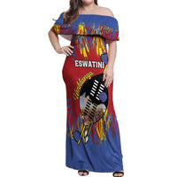 Personalized Eswatini Umhlanga Off Shoulder Maxi Dress Nguni Shield With Reed - Wonder Print Shop
