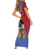 Personalized Eswatini Umhlanga Short Sleeve Bodycon Dress Nguni Shield With Reed - Wonder Print Shop