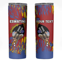Personalized Eswatini Umhlanga Skinny Tumbler Nguni Shield With Reed - Wonder Print Shop