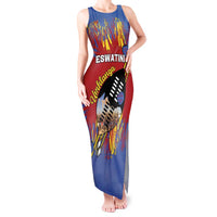 Personalized Eswatini Umhlanga Tank Maxi Dress Nguni Shield With Reed - Wonder Print Shop