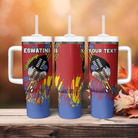 Personalized Eswatini Umhlanga Tumbler With Handle Nguni Shield With Reed - Wonder Print Shop