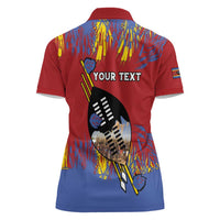 Personalized Eswatini Umhlanga Women Polo Shirt Nguni Shield With Reed - Wonder Print Shop