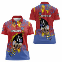 Personalized Eswatini Umhlanga Women Polo Shirt Nguni Shield With Reed - Wonder Print Shop
