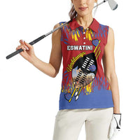 Personalized Eswatini Umhlanga Women Sleeveless Polo Shirt Nguni Shield With Reed - Wonder Print Shop