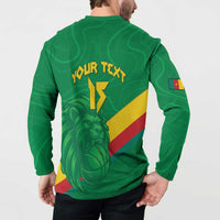 Custom Cameroon Basketball Button Sweatshirt Go Champions Indomitable Lions - Wonder Print Shop