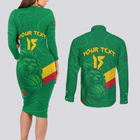 Custom Cameroon Basketball Couples Matching Long Sleeve Bodycon Dress and Long Sleeve Button Shirt Go Champions Indomitable Lions - Wonder Print Shop