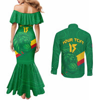 Custom Cameroon Basketball Couples Matching Mermaid Dress and Long Sleeve Button Shirt Go Champions Indomitable Lions - Wonder Print Shop