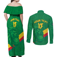 Custom Cameroon Basketball Couples Matching Off Shoulder Maxi Dress and Long Sleeve Button Shirt Go Champions Indomitable Lions - Wonder Print Shop