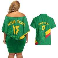 Custom Cameroon Basketball Couples Matching Off Shoulder Short Dress and Hawaiian Shirt Go Champions Indomitable Lions - Wonder Print Shop