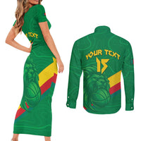 Custom Cameroon Basketball Couples Matching Short Sleeve Bodycon Dress and Long Sleeve Button Shirt Go Champions Indomitable Lions - Wonder Print Shop
