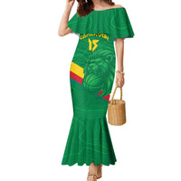 Custom Cameroon Basketball Family Matching Mermaid Dress and Hawaiian Shirt Go Champions Indomitable Lions - Wonder Print Shop