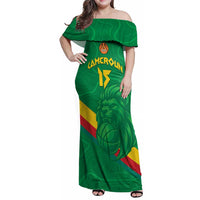 Custom Cameroon Basketball Family Matching Off Shoulder Maxi Dress and Hawaiian Shirt Go Champions Indomitable Lions - Wonder Print Shop