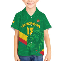 Custom Cameroon Basketball Family Matching Off Shoulder Maxi Dress and Hawaiian Shirt Go Champions Indomitable Lions - Wonder Print Shop