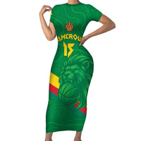 Custom Cameroon Basketball Family Matching Short Sleeve Bodycon Dress and Hawaiian Shirt Go Champions Indomitable Lions - Wonder Print Shop