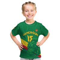 Custom Cameroon Basketball Kid T Shirt Go Champions Indomitable Lions - Wonder Print Shop