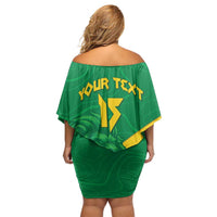 Custom Cameroon Basketball Off Shoulder Short Dress Go Champions Indomitable Lions - Wonder Print Shop