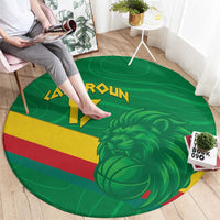 Custom Cameroon Basketball Round Carpet Go Champions Indomitable Lions - Wonder Print Shop