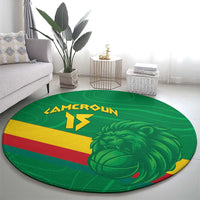 Custom Cameroon Basketball Round Carpet Go Champions Indomitable Lions - Wonder Print Shop