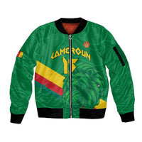 Custom Cameroon Basketball Sleeve Zip Bomber Jacket Go Champions Indomitable Lions - Wonder Print Shop