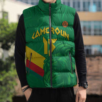 Custom Cameroon Basketball Sleeveless Puffer Jacket Go Champions Indomitable Lions - Wonder Print Shop