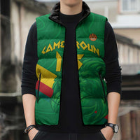 Custom Cameroon Basketball Sleeveless Puffer Jacket Go Champions Indomitable Lions - Wonder Print Shop