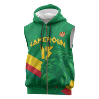 Custom Cameroon Basketball Sleeveless Zip Hoodie Go Champions Indomitable Lions - Wonder Print Shop