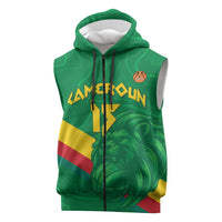 Custom Cameroon Basketball Sleeveless Zip Hoodie Go Champions Indomitable Lions - Wonder Print Shop