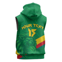 Custom Cameroon Basketball Sleeveless Zip Hoodie Go Champions Indomitable Lions - Wonder Print Shop