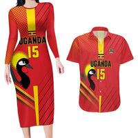 Custom Uganda Basketball Couples Matching Long Sleeve Bodycon Dress and Hawaiian Shirt Go Silverbacks - Wonder Print Shop