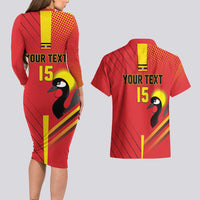 Custom Uganda Basketball Couples Matching Long Sleeve Bodycon Dress and Hawaiian Shirt Go Silverbacks - Wonder Print Shop