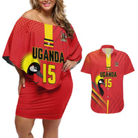 Custom Uganda Basketball Couples Matching Off Shoulder Short Dress and Hawaiian Shirt Go Silverbacks - Wonder Print Shop