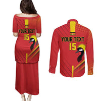 Custom Uganda Basketball Couples Matching Puletasi and Long Sleeve Button Shirt Go Silverbacks - Wonder Print Shop