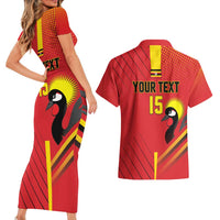 Custom Uganda Basketball Couples Matching Short Sleeve Bodycon Dress and Hawaiian Shirt Go Silverbacks - Wonder Print Shop