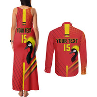 Custom Uganda Basketball Couples Matching Tank Maxi Dress and Long Sleeve Button Shirt Go Silverbacks - Wonder Print Shop
