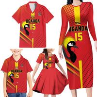 Custom Uganda Basketball Family Matching Long Sleeve Bodycon Dress and Hawaiian Shirt Go Silverbacks - Wonder Print Shop