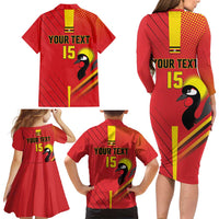 Custom Uganda Basketball Family Matching Long Sleeve Bodycon Dress and Hawaiian Shirt Go Silverbacks - Wonder Print Shop