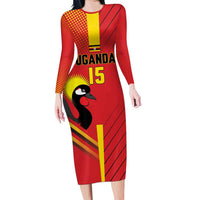 Custom Uganda Basketball Family Matching Long Sleeve Bodycon Dress and Hawaiian Shirt Go Silverbacks - Wonder Print Shop