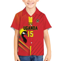 Custom Uganda Basketball Family Matching Off The Shoulder Long Sleeve Dress and Hawaiian Shirt Go Silverbacks - Wonder Print Shop
