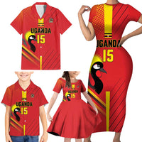 Custom Uganda Basketball Family Matching Short Sleeve Bodycon Dress and Hawaiian Shirt Go Silverbacks - Wonder Print Shop