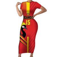 Custom Uganda Basketball Family Matching Short Sleeve Bodycon Dress and Hawaiian Shirt Go Silverbacks - Wonder Print Shop